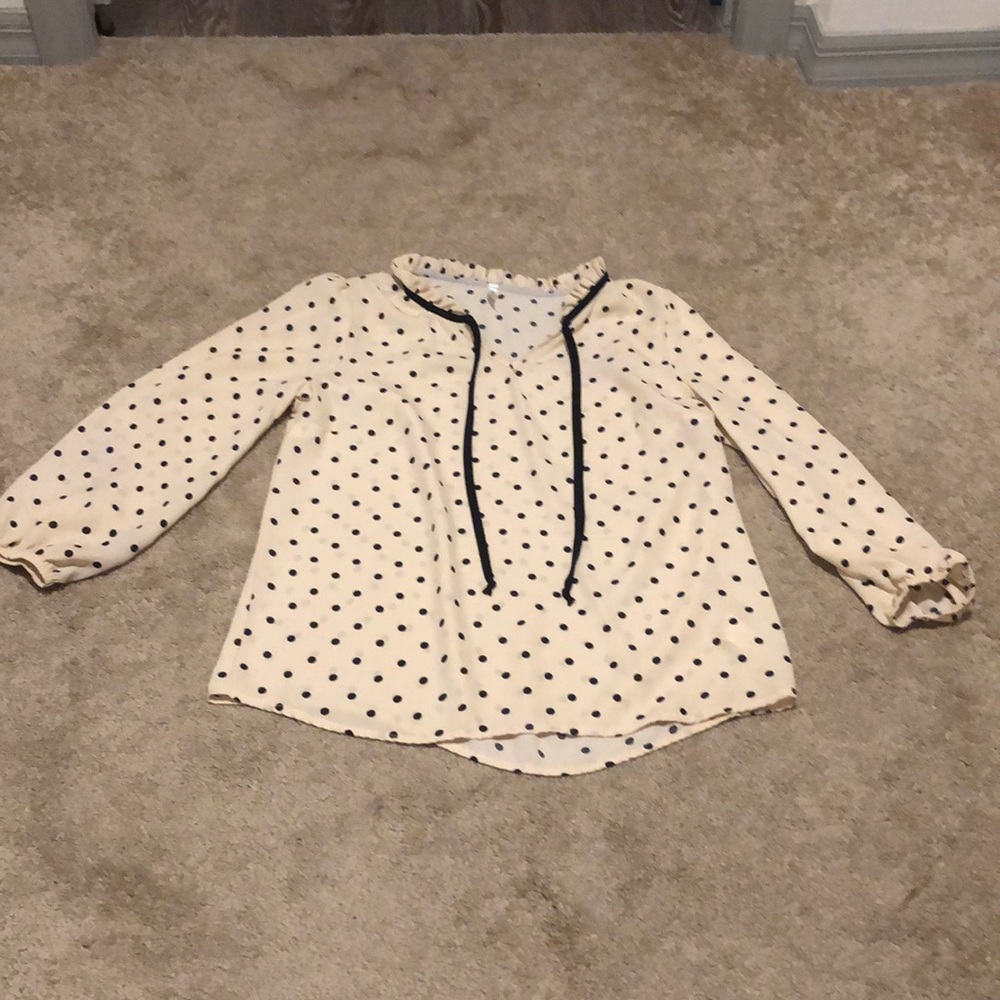 Polka dot long Sleeve Chiffon Top